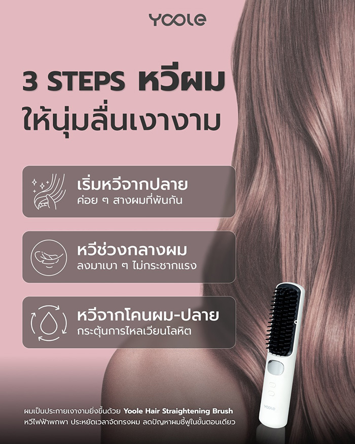 หวีไฟฟ้าไร้สาย Yoole Hair Straightening Brush