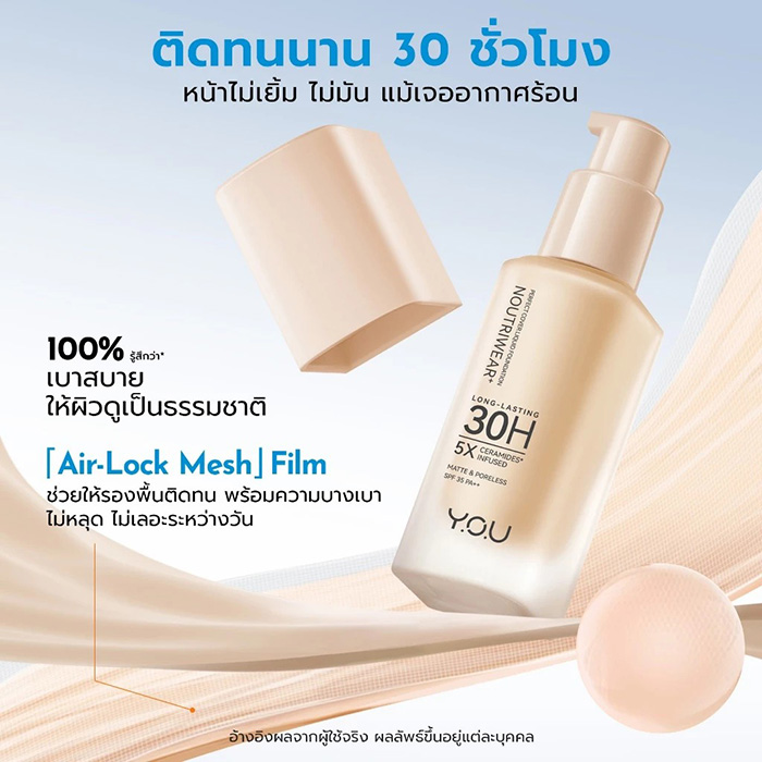 รองพื้นเนื้อน้ำ Y.O.U NoutriWear+ Perfect Cover Velvet Liquid Foundation SPF 35 PA++