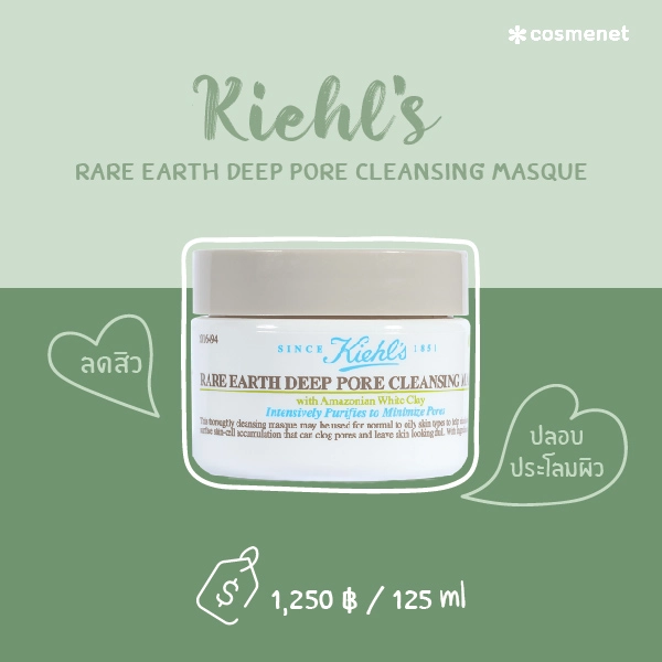 มาส์กโคลนลดสิว Kiehl's Rare Earth Deep Pore Cleansing Masque