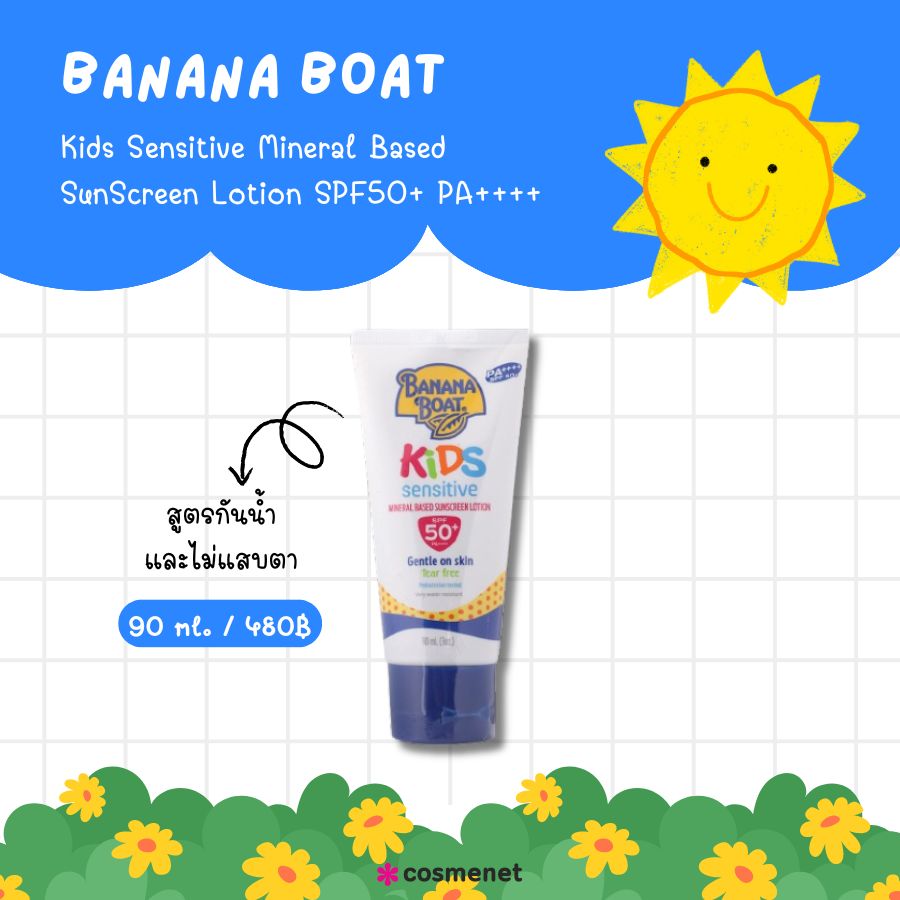 Banana Boat Kids Sensitive Mineral Based SunScreen Lotion SPF50+ PA++++