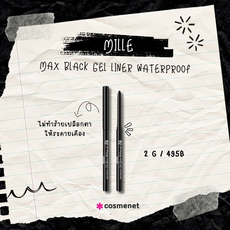  Mille Max Black Gel Liner Waterproof 