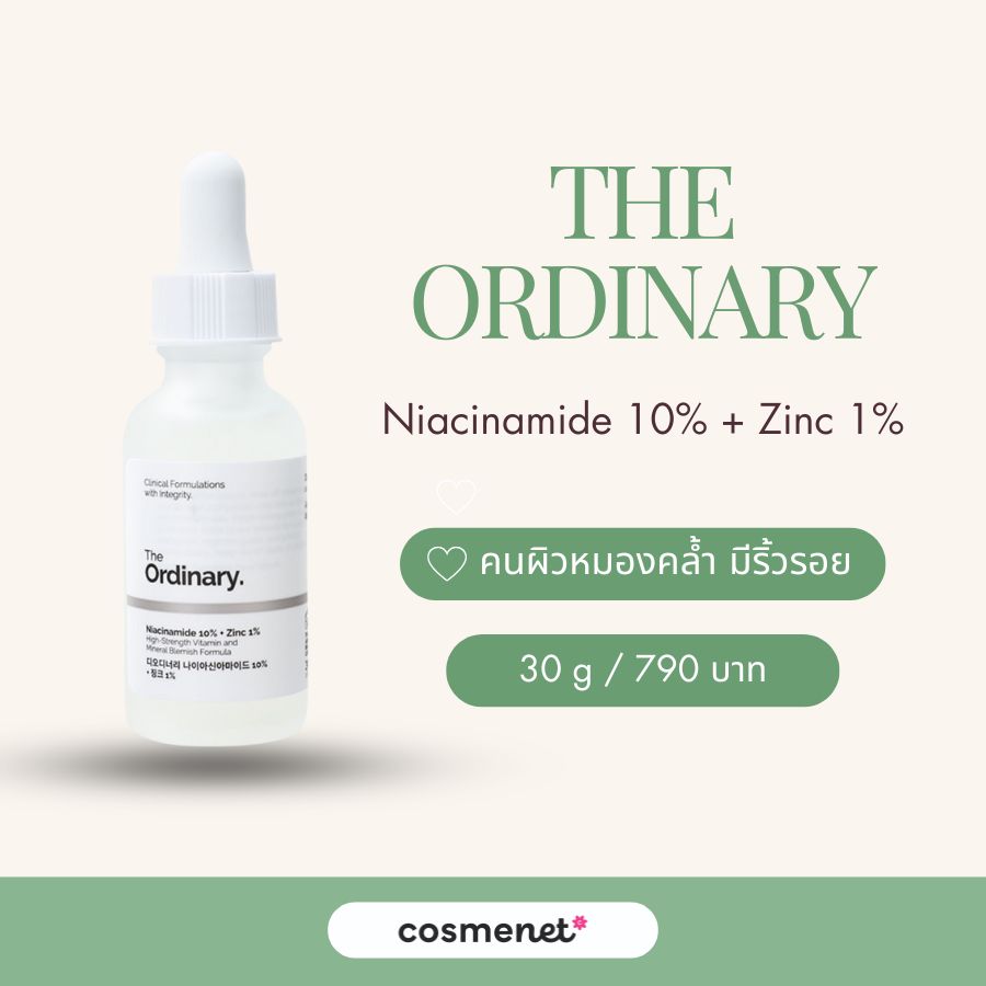 สกินแคร์ไนอะซินาไมด์ The Ordinary Niacinamide 10% + Zinc 1%