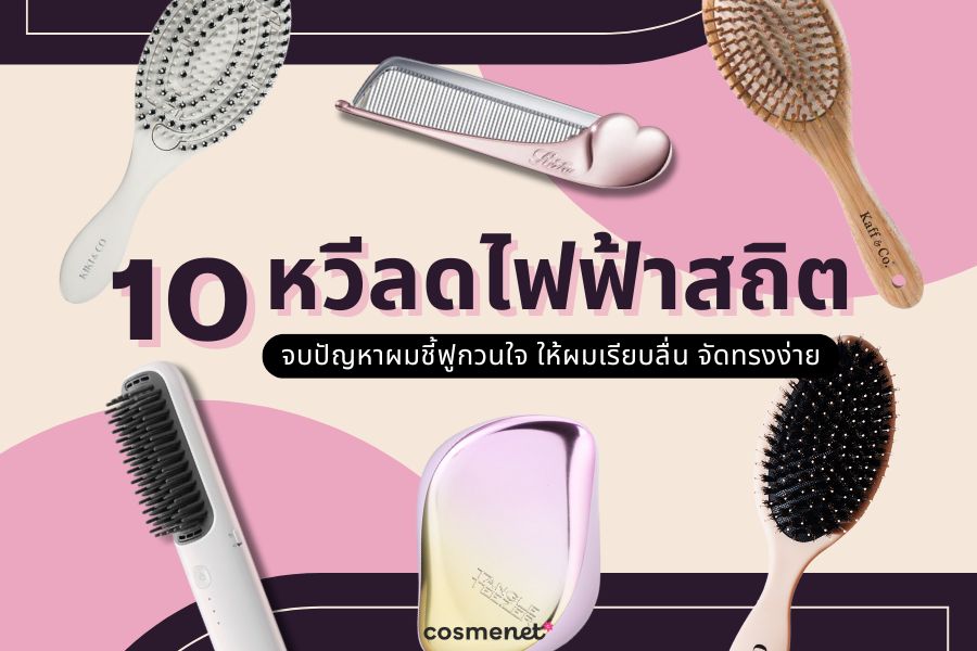 10 หวีลดไฟฟ้าสถิตย์ จบปัญหาผมชี้ฟูกวนใจ ให้ผมเรียบลื่น จัดทรงง่าย หวีลดไฟฟ้าสถิต
