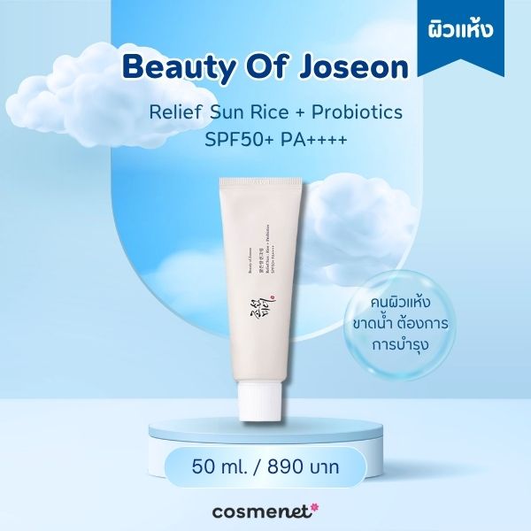 ครีมกันแดดทาหน้า Beauty Of Joseon Relief Sun Rice + Probiotics SPF50+ PA++++
