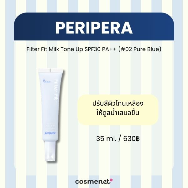Peripera Filter Fit Milk Tone Up SPF30 PA++ #02 Pure Blue