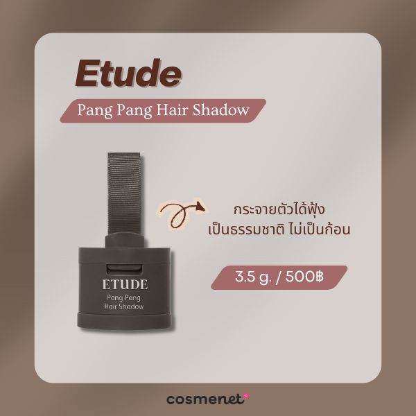 8 แฮร์แชโดว์ ยี่ห้อไหนดี ปิดผมบาง เพิ่มไรผม แก้หัวเถิก เนียนเป็นธรรมชาติ Etude Pang Pang Hair Shadow