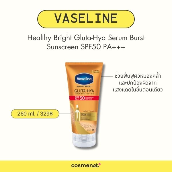 Vaseline Healthy Bright Gluta-Hya Serum Burst Sunscreen SPF50 PA+++