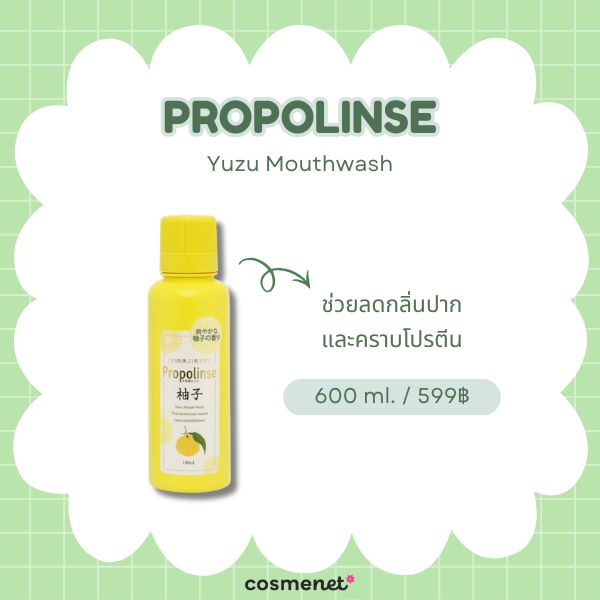 8 น้ำยาบ้วนปากลดกลิ่นปาก ยี่ห้อไหนดี 2026 ปากหอมมั่นใจ ทั้งกลิ่นปากตอนเช้าและหลังอาหาร PROPOLINSE Yuzu Mouthwash