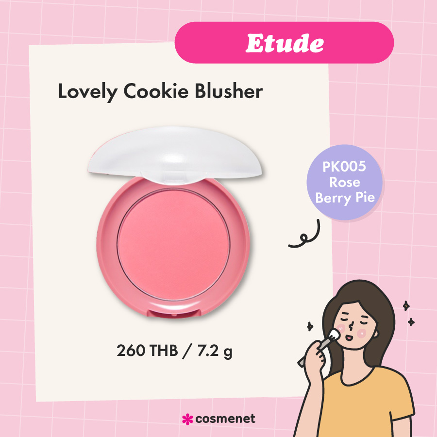 บลัชออนสีชมพู Etude Lovely Cookie Blusher สี PK005 Rose Berry Pie 