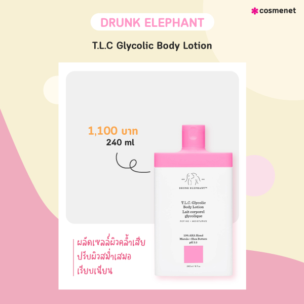 โลชั่นผิวขาวเร่งด่วน DRUNK ELEPHANT T.L.C. Glycolic Body Lotion