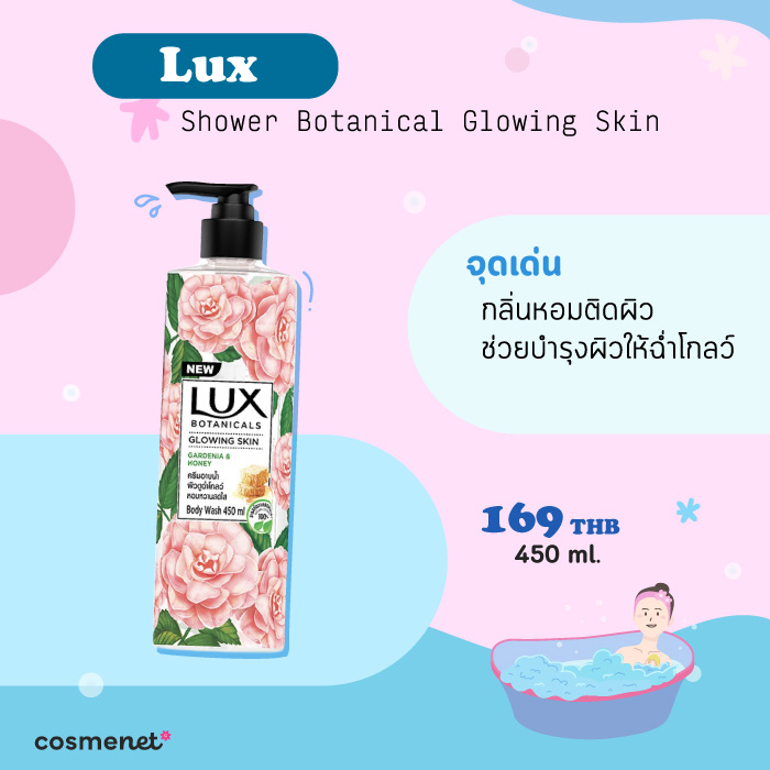 ครีมอาบน้ำผิวขาวกระจ่างใส Lux Shower Botanical Glowing Skin