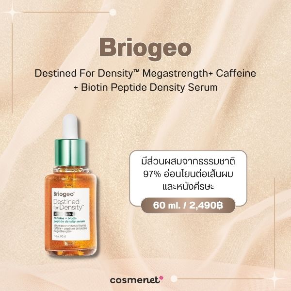 8 เซรั่มผม ยี่ห้อไหนดี 2026 บำรุงหนังศีรษะ เพิ่มผมหนา ลดขาดหลุดร่วง Briogeo Destined For Density™ Megastrength+ Caffeine + Biotin Peptide Density Serum