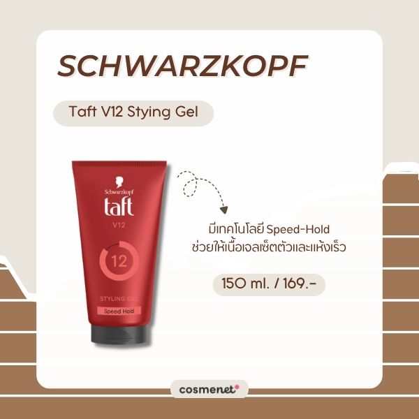 เจลเซ็ตผม ยี่ห้อไหนดี? 8 เจลแต่งผม ล็อกทรงอยู่ ไม่แข็งเป็นก้อน Schwarzkopf Taft V12 Stying Gel