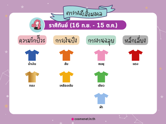 สีเสื้อมงคล ราศีกันย์