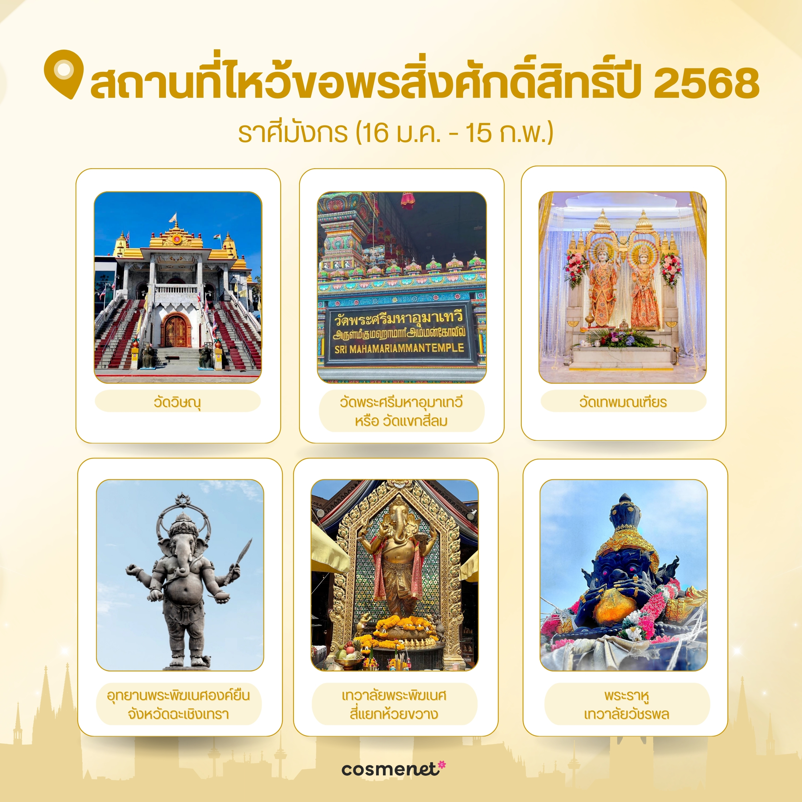 รวมสถานที่ไหว้สักการะขอพรสิ่งศักดิ์สิทธิ์ ทั้ง 12 ราศีที่ควรไปมูปี 2568