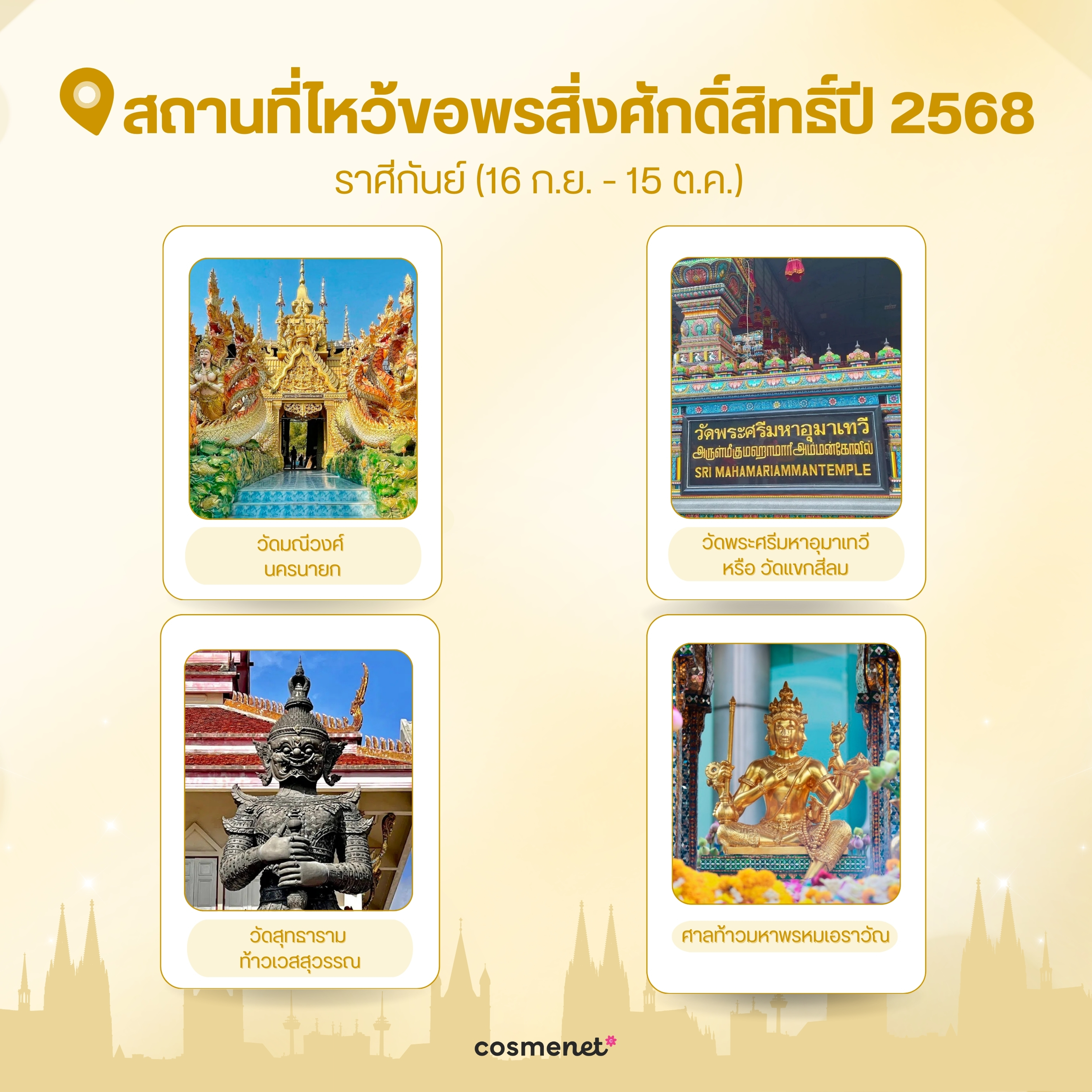 รวมสถานที่ไหว้สักการะขอพรสิ่งศักดิ์สิทธิ์ ทั้ง 12 ราศีที่ควรไปมูปี 2568