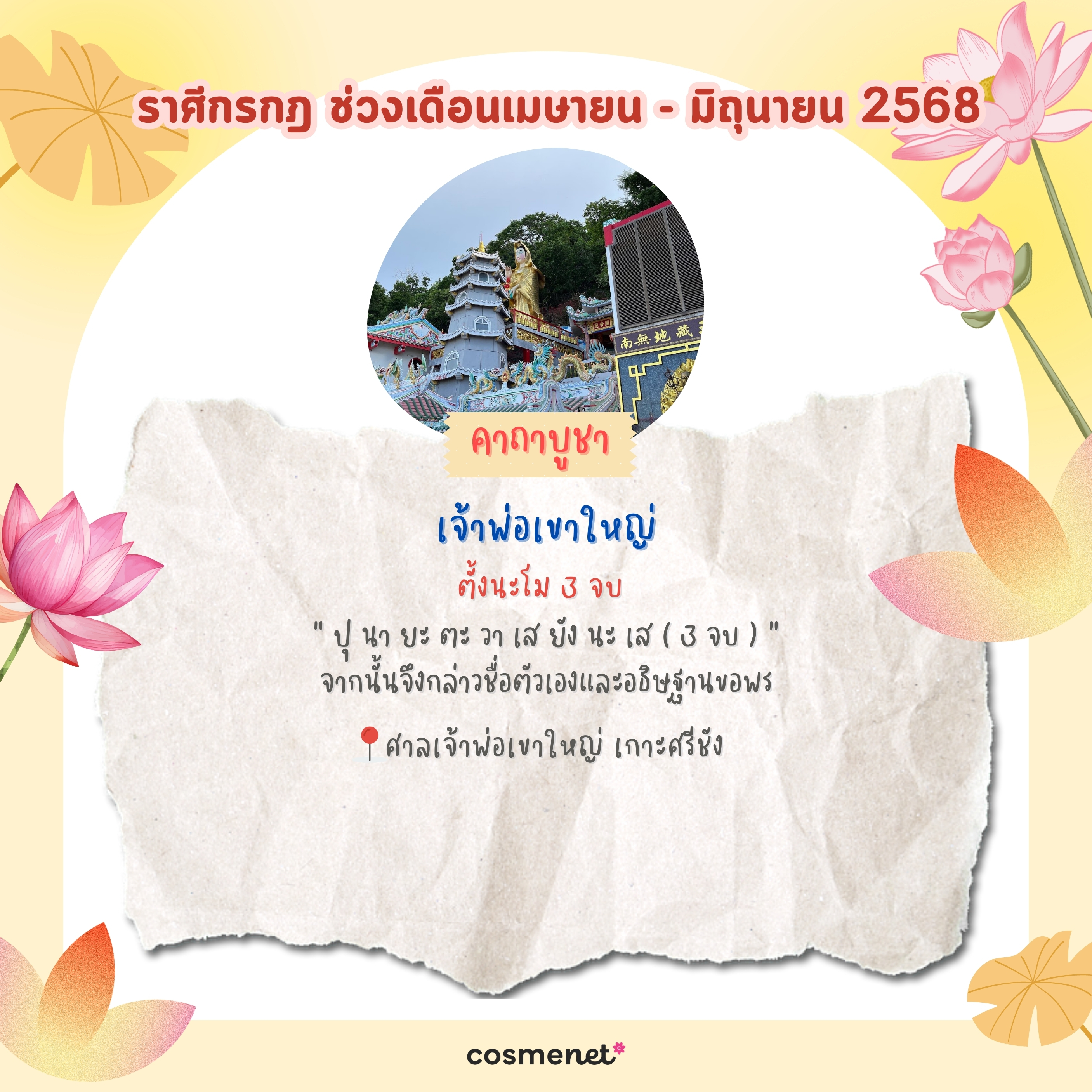 แนะนำสถานที่ไหว้พระ ขอพรสิ่งศักดิ์สิทธิ์ เสริมดวงทั้ง 12 ราศี ช่วงเดือนเมษายน - มิถุนายน 2568
