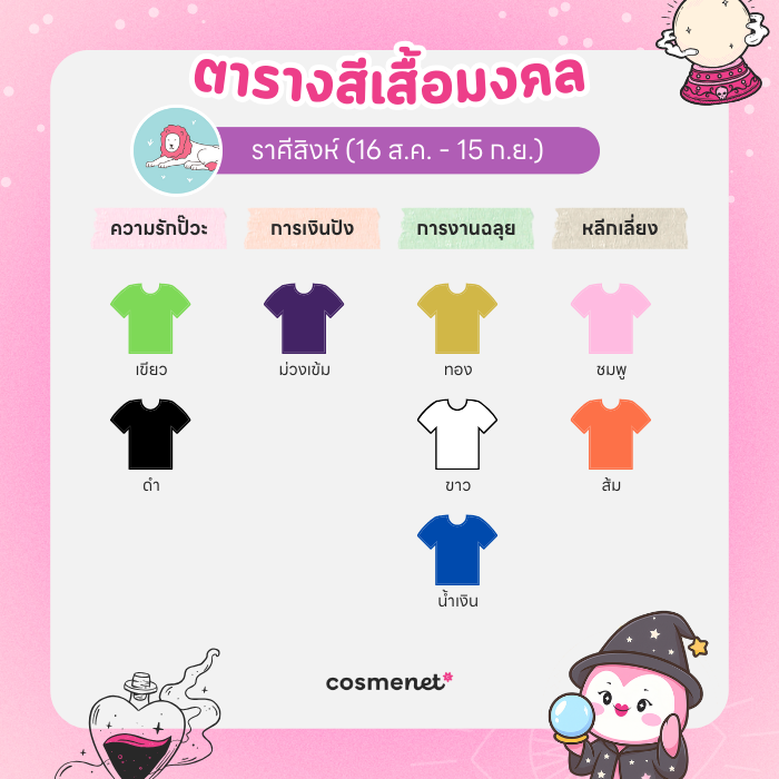 สีเสื้อมงคล ราศีสิงห์