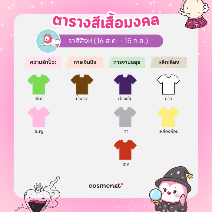 สีเสื้อมงคล ราศีสิงห์