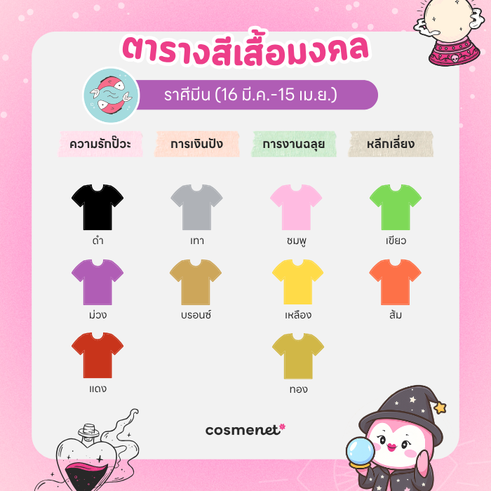 สีเสื้อมงคล ราศีมีน