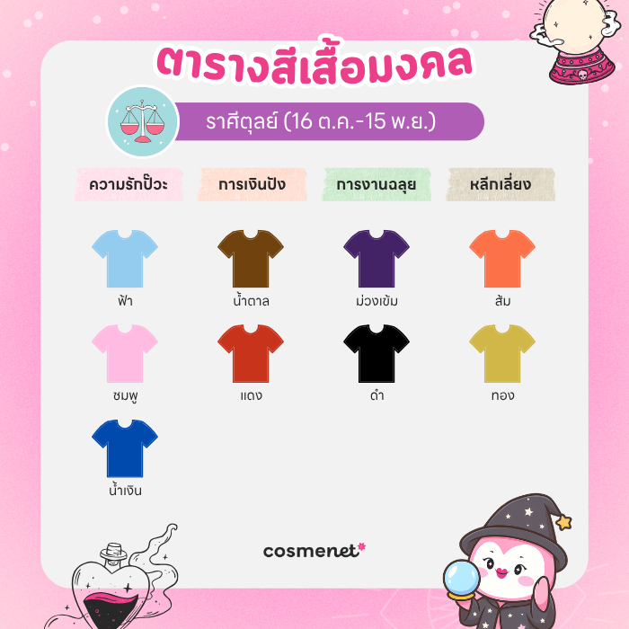 สีเสื้อมงคล ราศีตุลย์