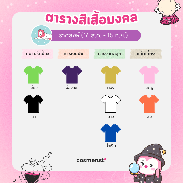 สีเสื้อมงคล ราศีสิงห์