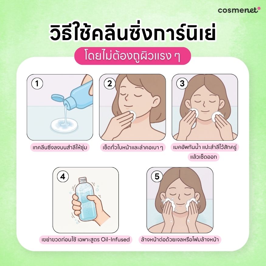 วิธีใช้คลีนซิ่งการ์นิเย่ให้สะอาด