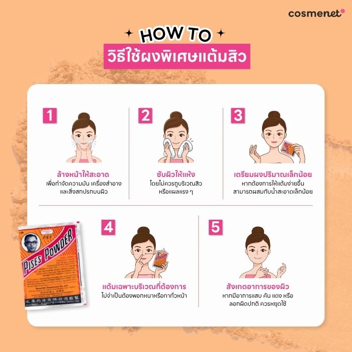 วิธีใช้ผงพิเศษแต้มสิว