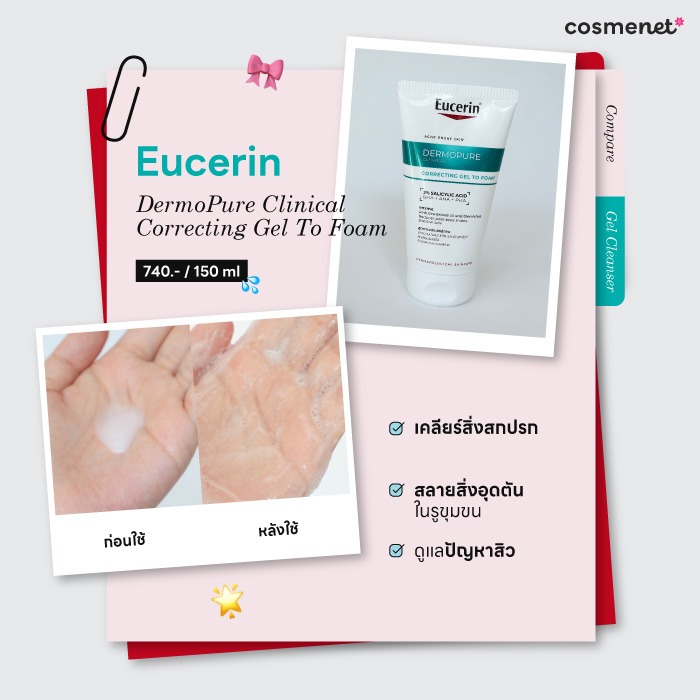 รีวิวเจลล้างหน้า Eucerin DermoPure Clinical Correcting