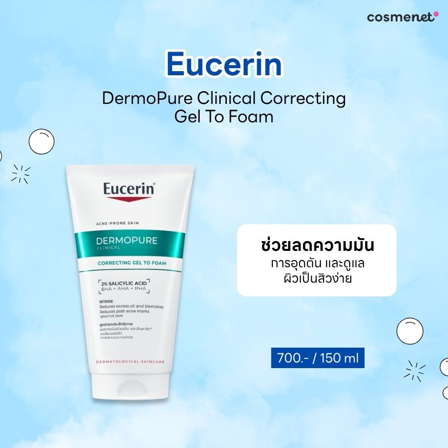 โฟมล้างหน้าลดสิว Eucerin DermoPure Clinical Correcting Gel To Foam