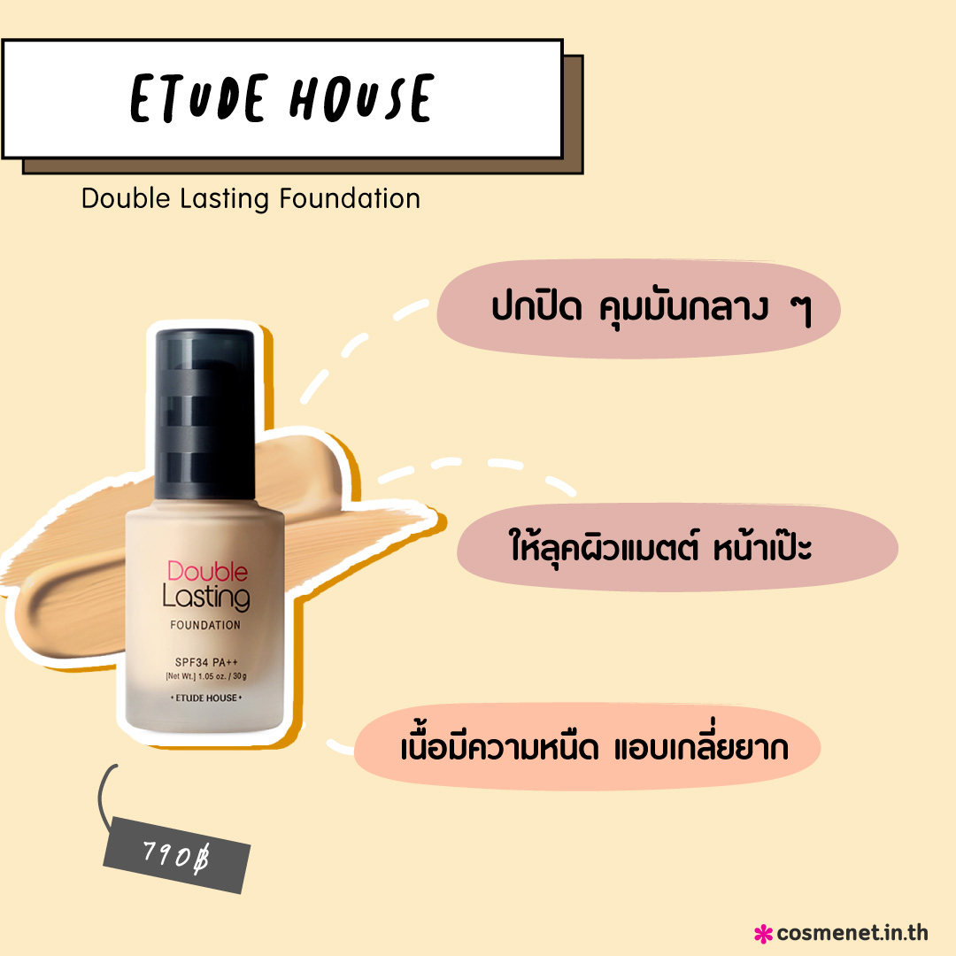 รีวิวรองพื้นคุมมัน Etude House Double Lasting Foundation