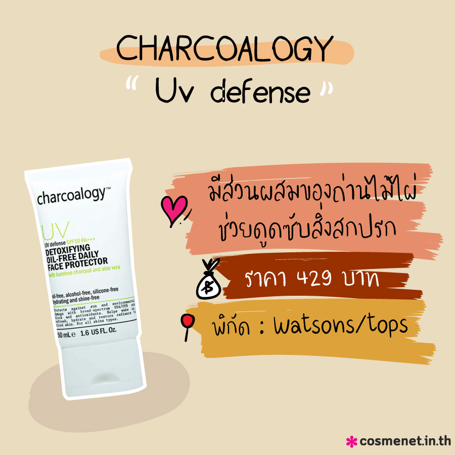 ครีมกันแดด ครีมกันแดด Charcoalogy Uv Defense