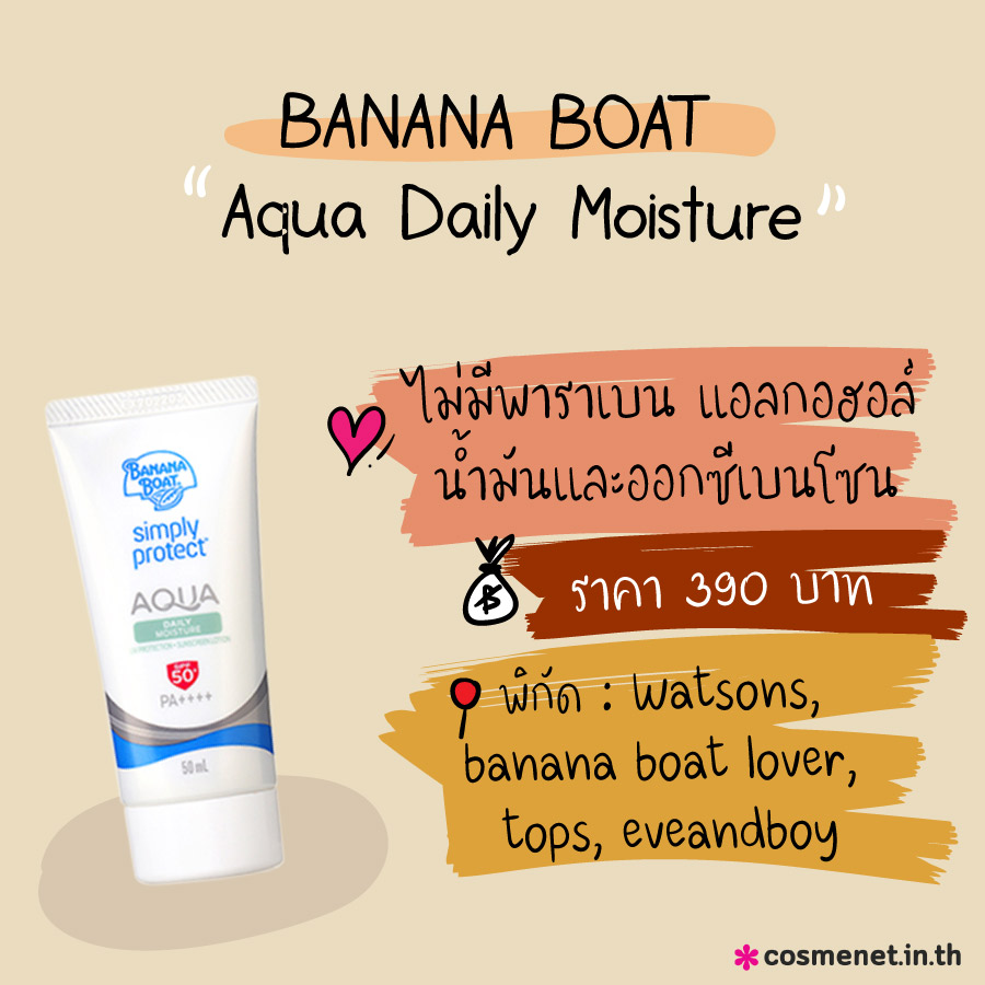 ครีมกันแดด Banana Boat Simply Protect Aqua Daily Moisture UV Protection Sunscreen