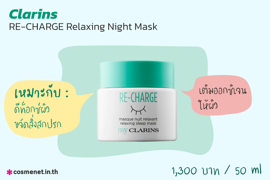สลีปปิ้งมาสก์ Clarins RE-CHARGE Relaxing Night Mask